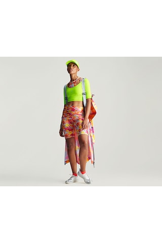 Adidas By Stella Mccartney Printed Shine Rolltop Kadın Koşu Taytı Iw3880 Renkli Çok Renkli