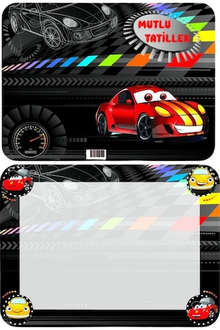 Gen-of Yarış Arabası Temalı 27x36 Karton İlkokul Yatay Karne Kabı 1 Adet