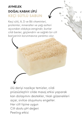 Keçi Sütü Özlü Doğal Kabak Lifli Güzellik Sabunu Cilt   Etkili Keçi Sütü