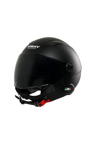 Sway 765 Güneş Vizörlü Yarım Motosiklet Kaskı Mat Siyah
