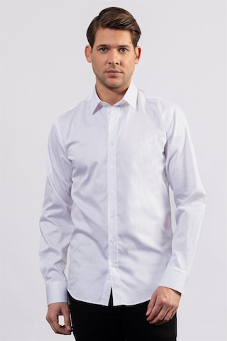 Tudors Modern Slim Fit Koton Saten Premium Seri Erkek Gömlek-23894 Beyaz