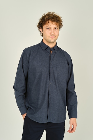Mugi Erkek Uzun Kollu Tek Cepli %100 Pamuk Gömlek 4100 Indigo Indigo İndigo