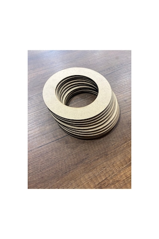 14x14cm Halka Ham Ahşap 10 Lu - Boyanabilir Ahşap Mdf - Lazer Kesim
