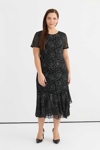 Selen O Yaka Desenli Siyah Standart Kadın Elbise 25ysl7593-bb Siyah