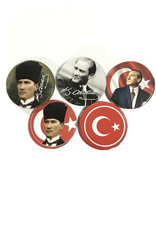 5 Adet Atatürk Yaka Rozeti 23 Nisan 10 Kasım 19 Mayıs Çocuk Yetişkin Dağıtmalık Hediyelik Yaka Süsü Tüm Yaşlar