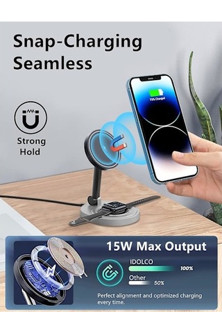 Magnetisk Trådlös Laddningsstativ För Magsafe-laddare, Hopfällbar 15w Snabb Trådlös Laddningsstation För Iphone 14/13/12