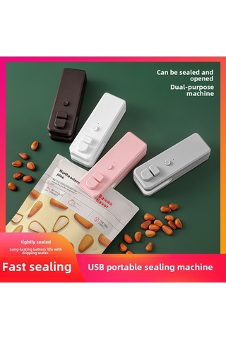 Mufunye Ev İçi Usb Şarjlı Lezzet Çantaları Ve Gıda Poşetleri İçin Pratik Mini Tıkama Ve Açma Makinesi Pembe Diğer