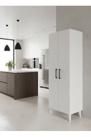 Aruat 6 Raf'lı Mutfak & Banyo Çok Amaçlı Kulanılabilen Kapaklı Dolap Beyaz