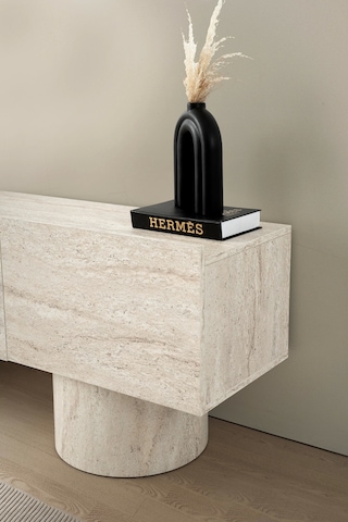 Tv Sehpası 3 Kapaklı Sidon 180cm Kurulu Gönderilir Bej