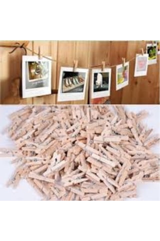 Ahşap Görünümlü Minik Ahşap Mandal Fotoğraf Asma Mandalı Parti Ve Süs Mandalı 10+