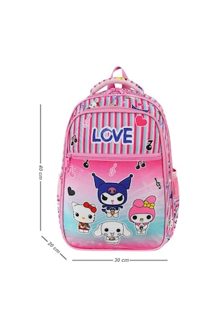 İlkokul Çantası Kuromi 2'li Set 40 30 Cm Beslenme Çantası Ortopedik Sırt Çantası Kız Çocuk Pembe
