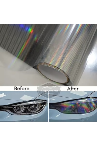 Şeffaf Hologram Petek Desen Far Stop Filmi Far Folyosu Far Çizik Çizilme Engelleyici Folyo 100 X 30 Cm 00 Şüscaroto Aksesuar