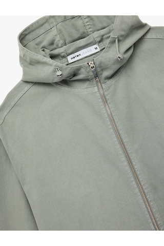 Koton Pamuklu Cepli Uzun Kollu Fermuarlı Oversize Kapşonlu Jean Ceket Taş 6wam50003nd Taş