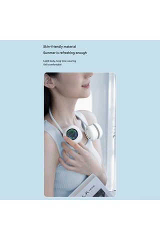 Symbee F19 Leyla Mavi Boyunbağı Usb Fan - Sessiz, 3 Vites, 1800mah Pil, 5 Saat Kullanim Süresi, Taşınabilir Turbin Tipi Mini Fan