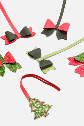 Hand Made Christmas Özel Hediyelik Croco Kırmızı &yeşil Fiyonk Çanta Charm