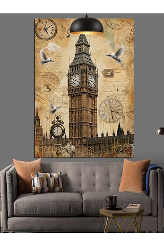 Londra Big Ben Saat Kulesi Dekoratif Kanvas - Mdf Ahşap Tablo