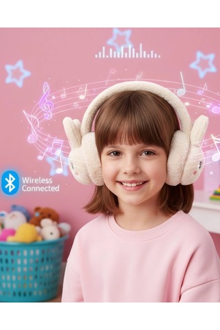 Mey İthalat Kablosuz Peluş Bluetooth Kulaklık Mikrofonlu Şarjlı Müzik Çalar
