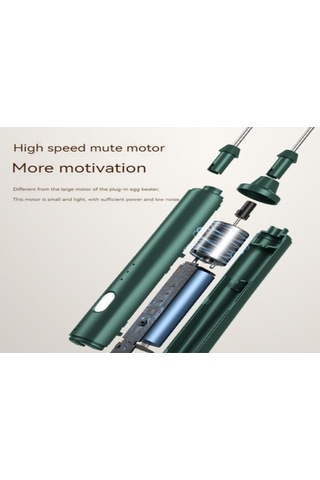 Aubyhe Yongtai Şarjlı Elektrikli Süt Köpükleyici, Kahve Ve Yumurta Karıştırıcı, 304 Çelik, Yeşil Renk Yeşil