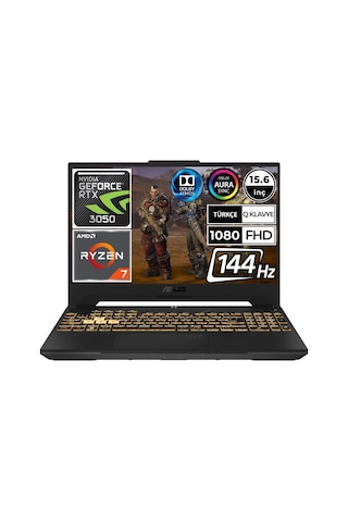Asus Tuf Gaming A15 FA507RC-HN047A9 R7-6800H 16 GB 512 GB SSD RTX3050 15.6" W10P Dizüstü Bilgisayar