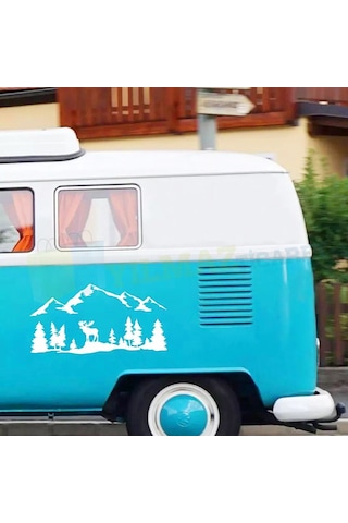 Çekme Karavan Dağ Geyik Oto Sticker Yapıştırma Modifiye Kaliteli