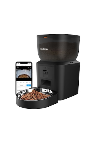 Qq029 Kameralı 1080p Gece Görüş, Akıllı Otomatik Kedi Köpek Mama Kabı, 2.4ghz/5ghz, 4lt, Metal Kase