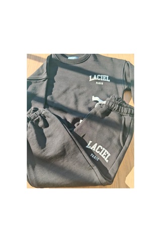 Eray Alp Kids Unisex Çocuk Baskılı Eşofman Takımı Günlük Rahat Kombin Siyah