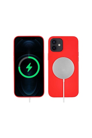 Apple Uyumlu iPhone 12 Mini Kılıf Zore Silksafe Wireless Kapak Kırmızı
