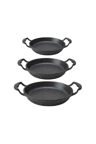 Eda Asya Döküm Granit 3lü Kapaksız Sahan Seti 18-20-22 Cm