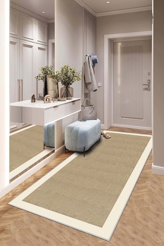 West Home Makinede Yıkanabilir Kaymaz Taban Leke Tutmaz Modern Kesme Yolluk Mutfak Yolluk Halı Yolluk Wh 455 Beige Yolluk
