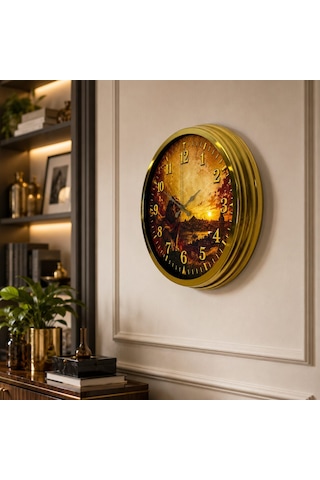 Altın Zafer Taraftar Temalı 40 X 40 Cm Metal Duvar Saati Gold