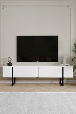 Serenity Metal Ayaklı Tv Ünitesi 180 Cm - Beyaz Beyaz
