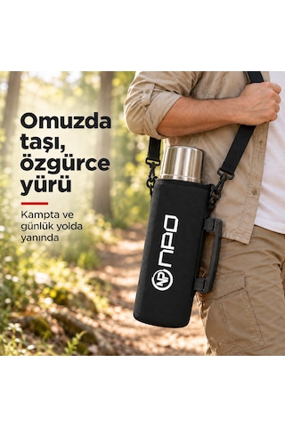 Npo Nt01 2 Katman Vakum Teknolojili 24h Sıcak 48h Soğuk 72h Buzlu Koruma Çelik Termos Siyah Kılıflı