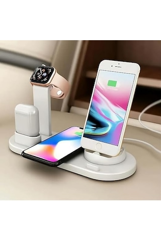 Kama 4'ü 1 Arada Kablosuz Hızlı Şarj İstasyonu: İphone 15-12 Pro Max, Apple Watch, Airpods Ve Android Telefonlar İçin Hızlı Şarj, Zahmetsiz Şarj Deneyimi