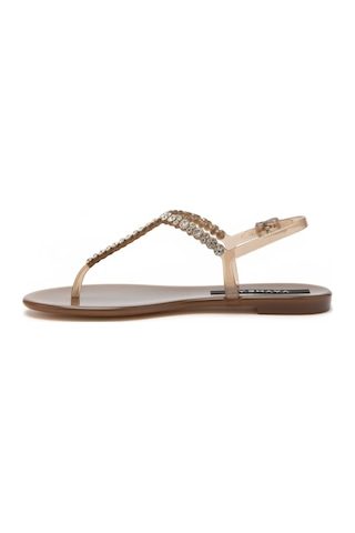 Wolk Shoes Mia Parmak Arası Taşlı Kadın Sandalet Kahverengi