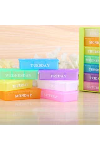 Leezsing Haftalık Hap Düzenleyici Taşınabilir Saklama Kutusu Seyahat 7 Günlük İlaç Kutusu 21 Yuva Günde 3 Kez