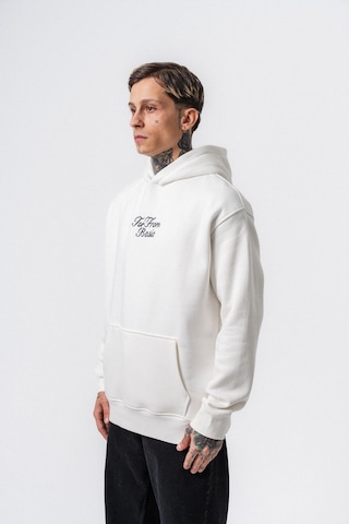 Respire Erkek Far From Basic Nakışlı Kapüşonlu Oversize Hoodie Ekru