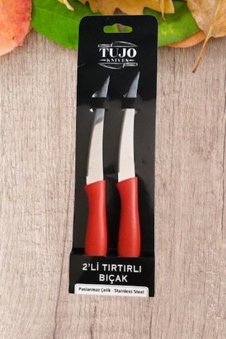 Tujo Knives 2'li Paslanmaz Çelik Tırtıklı Meyve Sebze Bıçağı Stainless Steel