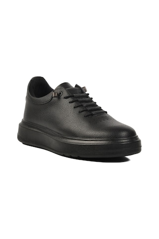 Siyah Lastik Bağcıklı Hakiki Deri Erkek Sneaker 404 M Siyah-siyah Siyah