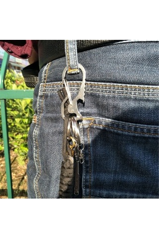 Fortunelane Titanyum Açıcı Kanca - Hafif & Güçlü, Şişe Açıcı, Bel Zinciri Uyumlu, Siyah Siyah