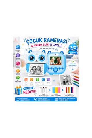 Robeve Video Kayıtlı Selfie Özellikli Anında Baskılı Termal Yazıcılı Fotoğraf Makinesi
