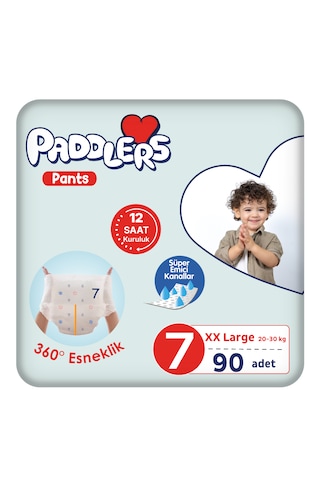 Paddlers Külot Bebek Bezi 7 Numara XX-Large 90 Adet (20-30 Kg) Ekstra Aylık Paket