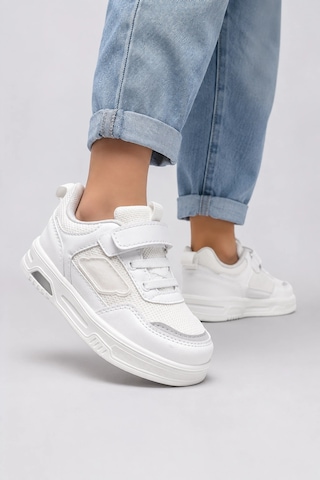 Ht Hotin Glitch Çocuk Işıklı Spor Ayakkabı Cırtlı Bağcıklı Rahat Günlük Sneaker - Beyaz