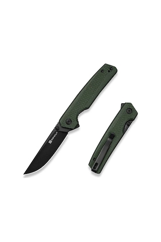 Sencut Stria Milled Green Canvas Micarta Handle Black D2 Blade Çakı Yeşil