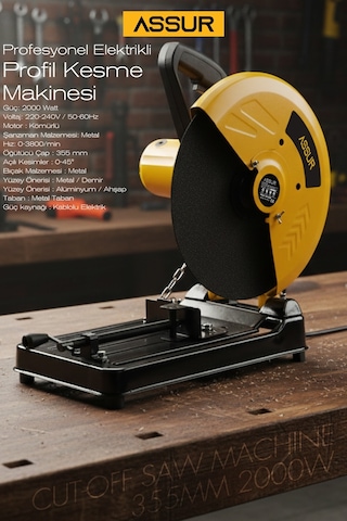 Assur ASR619 2000W 55MM Profil Metal Kesme Sarı