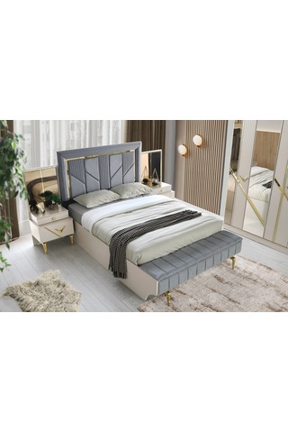 Kosova Bazalı Karyola Ve Başucu-bench'li +2 Adet Komodin 160 x 200 CM