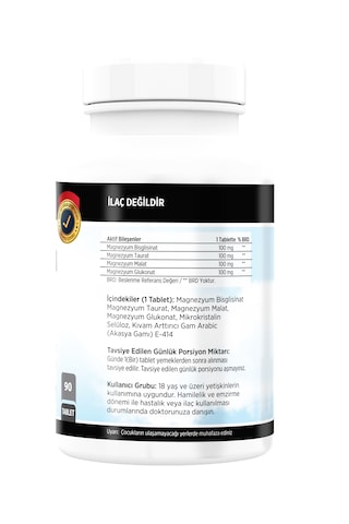 Flx Magnezyum Bisglisinat Malat Taurat Glukonat 90   Tablet
