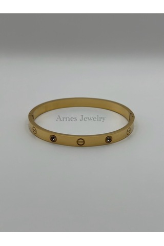 Arnes Jewelry Çelik Kelepçe Bileklik Ar83 Gold