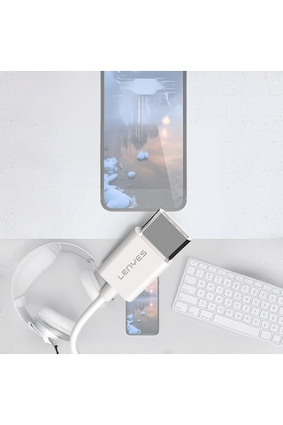 Lenyes Ax91 Type-c To 3.5mm Hi-fi Aux Çevirici Ses Adaptörü Beyaz Beyaz