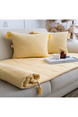 Premium Sarı Keten Evcil Hayvan Dostu Koltuk Pedi 80x180 Sarı