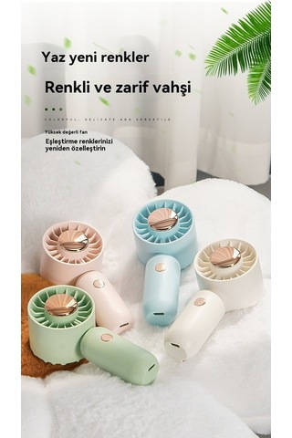 Supermarket1 Usb Şarjlı Mini El Tipi Küçük Fan - Bej Renk